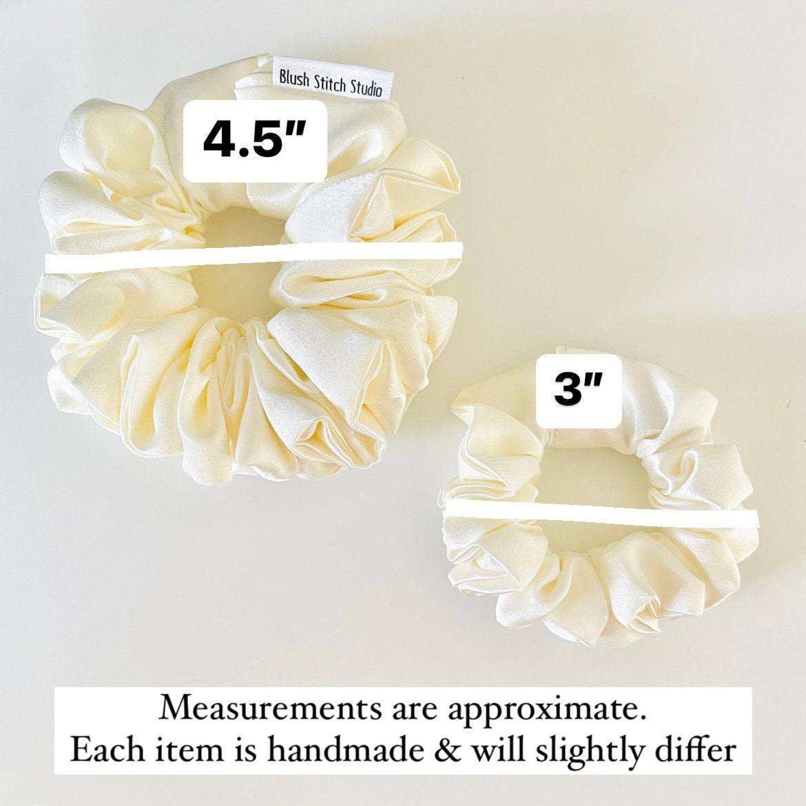 Ivory White Cream Satin Scrunchie | Off White Bridal Satin Hair Accessory | Satin Scrunchie Canada | Scrunchy | BlushStitchStudio