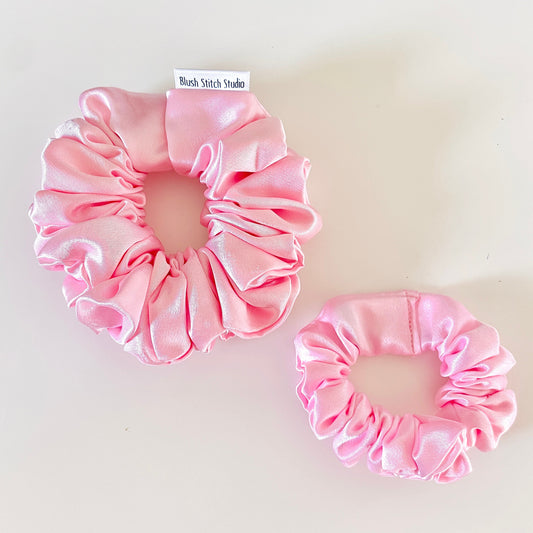 Pink Satin Scrunchie, Light Pastel Pink Satin Canada, Satin Scrunchies, Spring Scrunchies Bridesmaid Gift