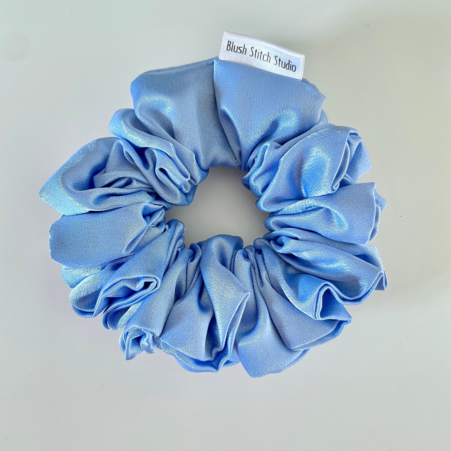 Periwinkle Blue Satin Scrunchie, Large Light Pastel Blue Satin Scrunchie, Bridal Satin Scrunchies, Bridesmaid Gift, BlushStitchStudio