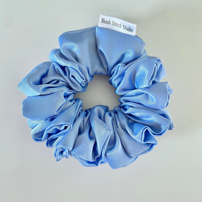 Periwinkle Blue Satin Scrunchie, Large Light Pastel Blue Satin Scrunchie, Bridal Satin Scrunchies, Bridesmaid Gift, BlushStitchStudio