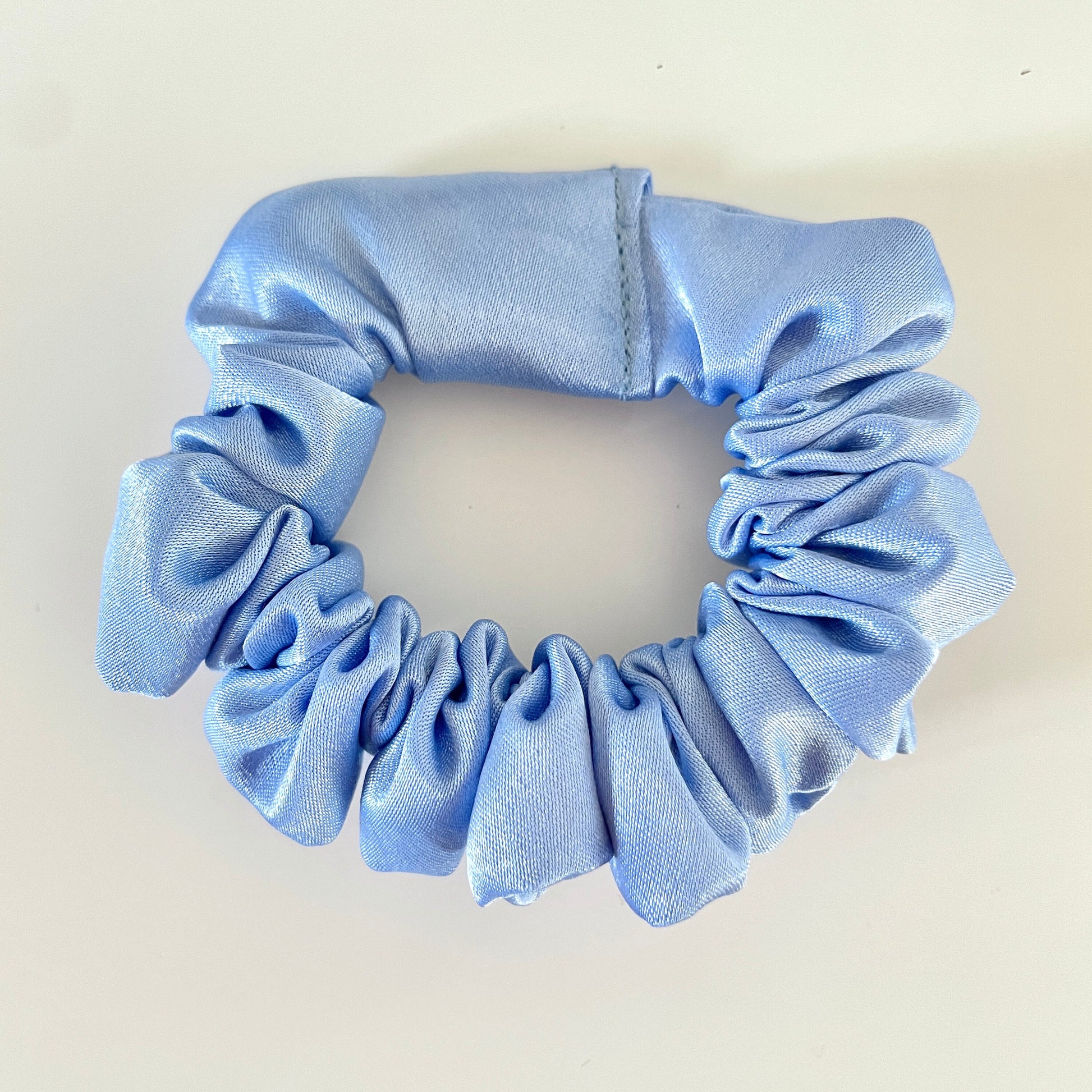 Periwinkle Blue Satin Scrunchie, Large Light Pastel Blue Satin Scrunchie, Bridal Satin Scrunchies, Bridesmaid Gift, BlushStitchStudio