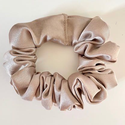 Beige Satin Scrunchie | Light Brown Satin Scrunchie | Satin Scrunchie Canada | Scrunchy | BlushStitchStudio