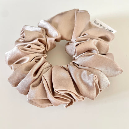 Beige Satin Scrunchie | Light Brown Satin Scrunchie | Satin Scrunchie Canada | Scrunchy | BlushStitchStudio