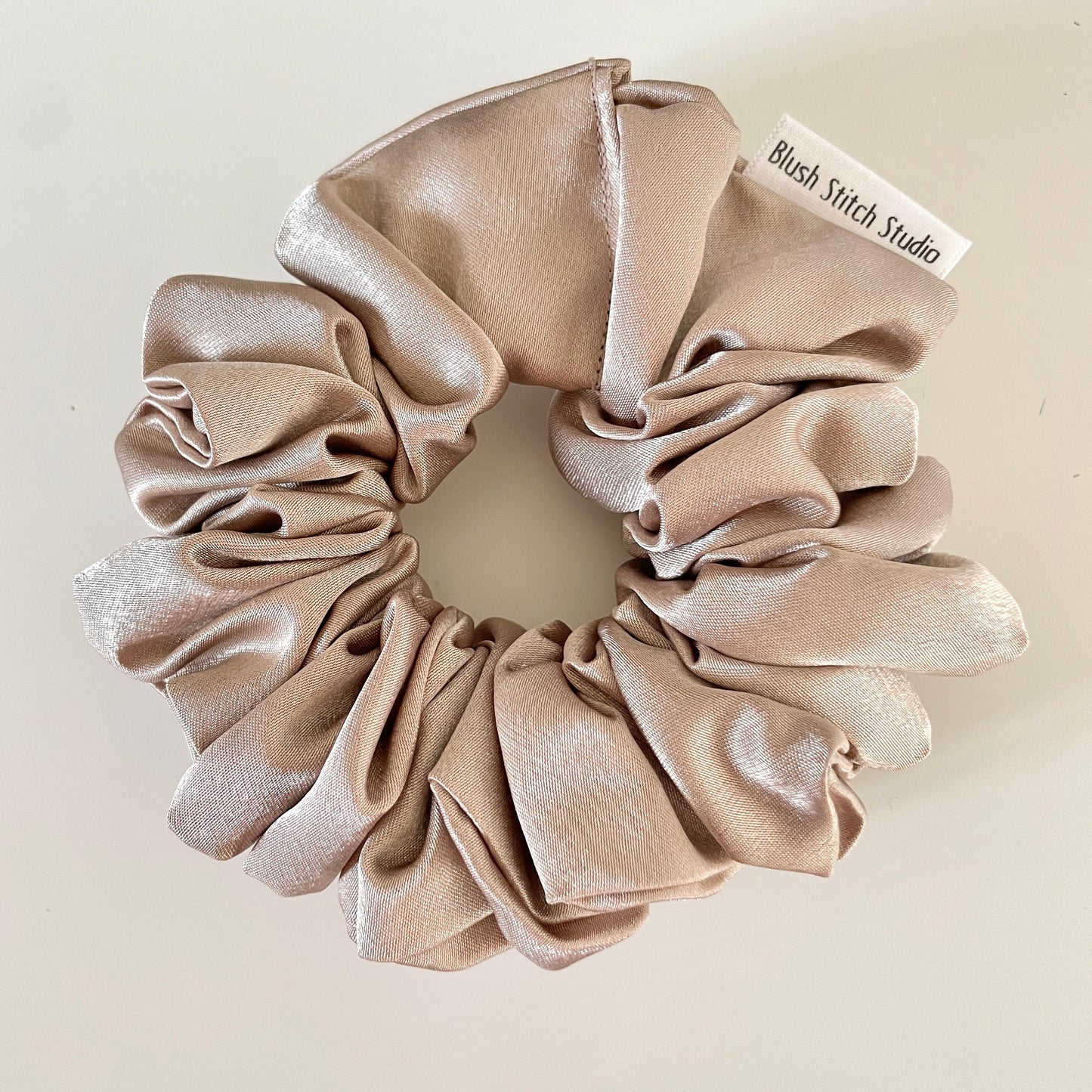 Beige Satin Scrunchie | Light Brown Satin Scrunchie | Satin Scrunchie Canada | Scrunchy | BlushStitchStudio