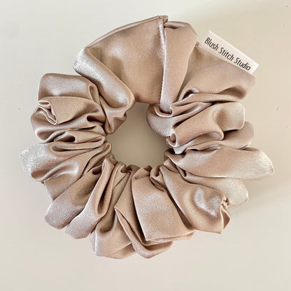 Beige Satin Scrunchie | Light Brown Satin Scrunchie | Satin Scrunchie Canada | Scrunchy | BlushStitchStudio