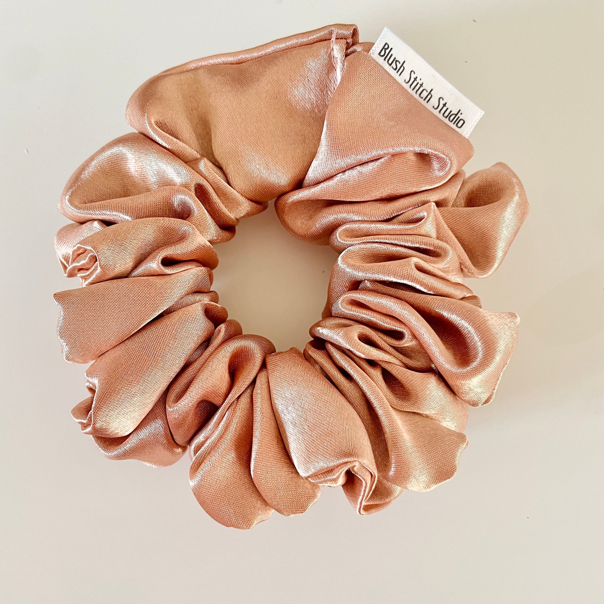 Rose Gold Satin Scrunchie Neutral Nude, Bridal Satin Hair Accessory, Neutral Pink Satin Scrunchie Canada, Scrunchy | BlushStitchStudio