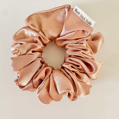 Rose Gold Satin Scrunchie Neutral Nude, Bridal Satin Hair Accessory, Neutral Pink Satin Scrunchie Canada, Scrunchy | BlushStitchStudio