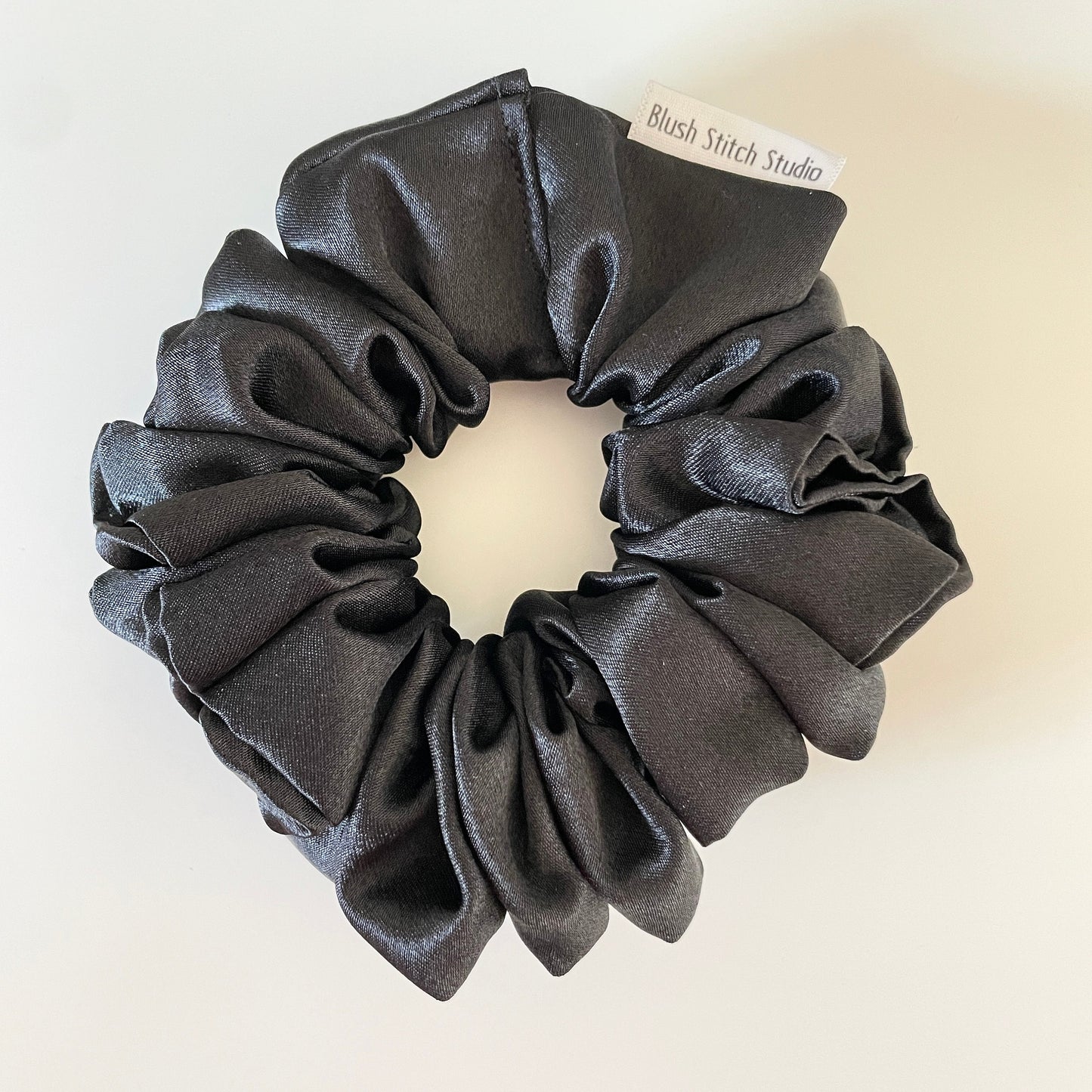 Black Satin Scrunchie, Bridal Satin Hair Accessory, Satin Scrunchie Canada, Scrunchy, BlushStitchStudio