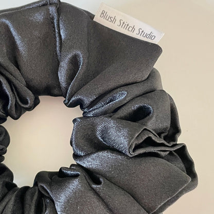 Black Satin Scrunchie, Bridal Satin Hair Accessory, Satin Scrunchie Canada, Scrunchy, BlushStitchStudio