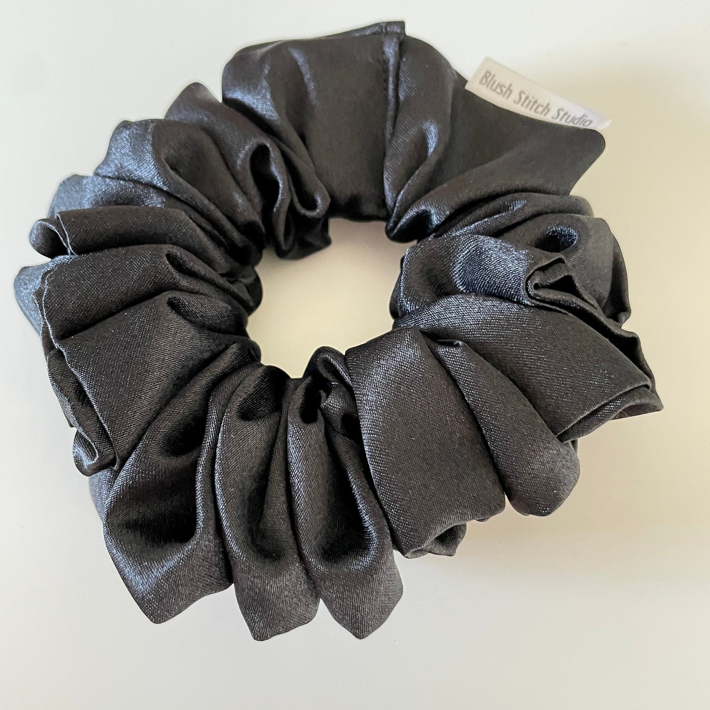 Black Satin Scrunchie, Bridal Satin Hair Accessory, Satin Scrunchie Canada, Scrunchy, BlushStitchStudio