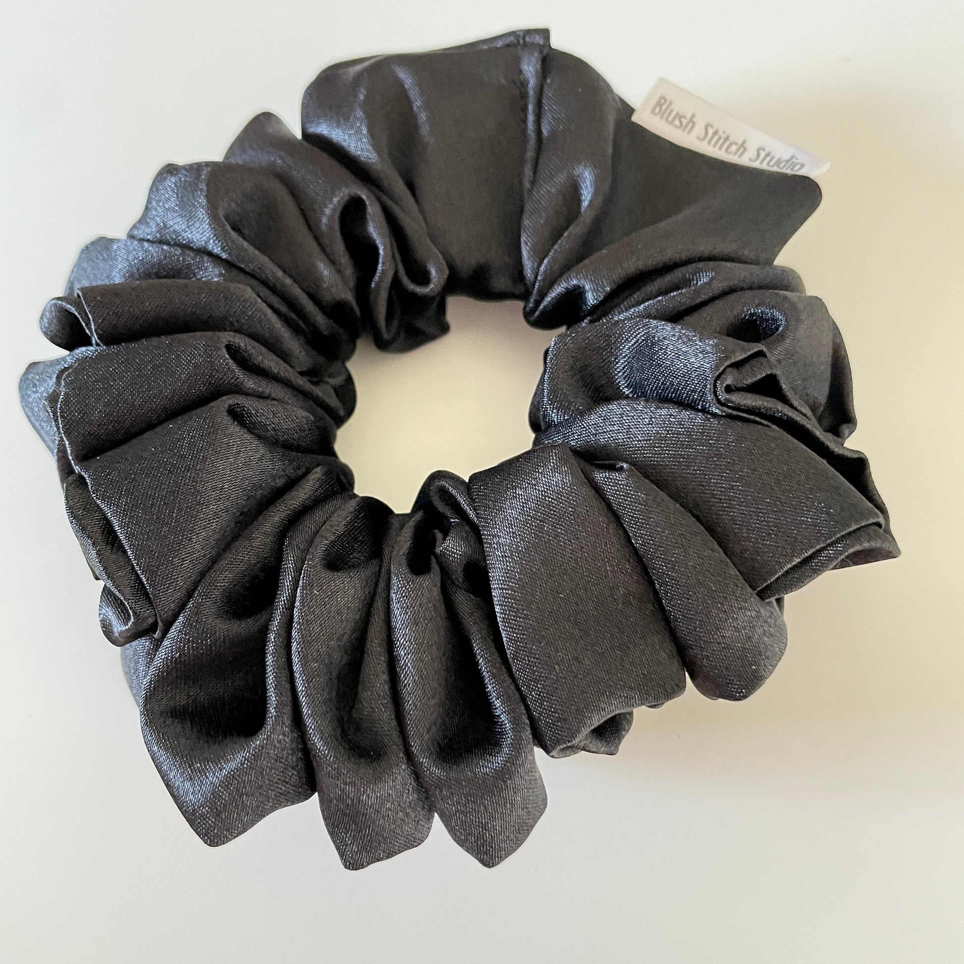 Black Satin Scrunchie, Bridal Satin Hair Accessory, Satin Scrunchie Canada, Scrunchy, BlushStitchStudio