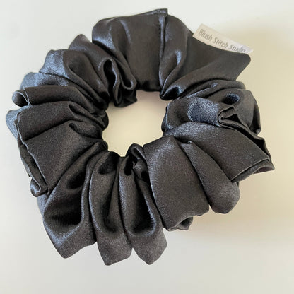 Black Satin Scrunchie, Bridal Satin Hair Accessory, Satin Scrunchie Canada, Scrunchy, BlushStitchStudio