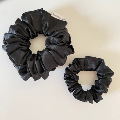 Black Satin Scrunchie, Bridal Satin Hair Accessory, Satin Scrunchie Canada, Scrunchy, BlushStitchStudio
