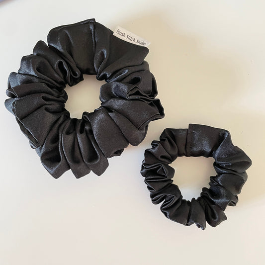 Black Satin Scrunchie, Bridal Satin Hair Accessory, Satin Scrunchie Canada, Scrunchy, BlushStitchStudio