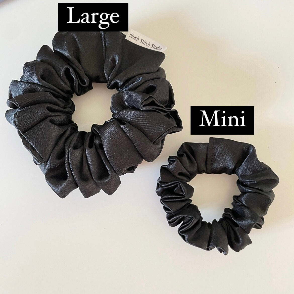 Black Satin Scrunchie, Bridal Satin Hair Accessory, Satin Scrunchie Canada, Scrunchy, BlushStitchStudio