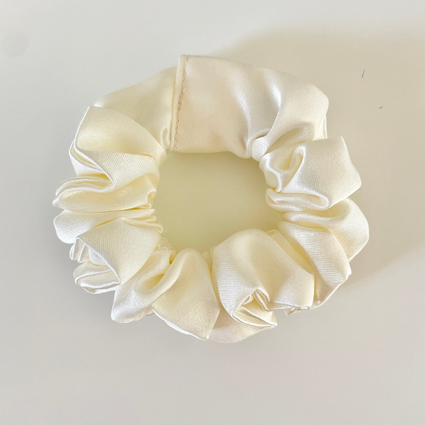 Ivory White Cream Satin Scrunchie | Off White Bridal Satin Hair Accessory | Satin Scrunchie Canada | Scrunchy | BlushStitchStudio