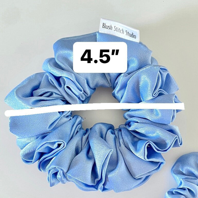 Periwinkle Blue Satin Scrunchie, Large Light Pastel Blue Satin Scrunchie, Bridal Satin Scrunchies, Bridesmaid Gift, BlushStitchStudio