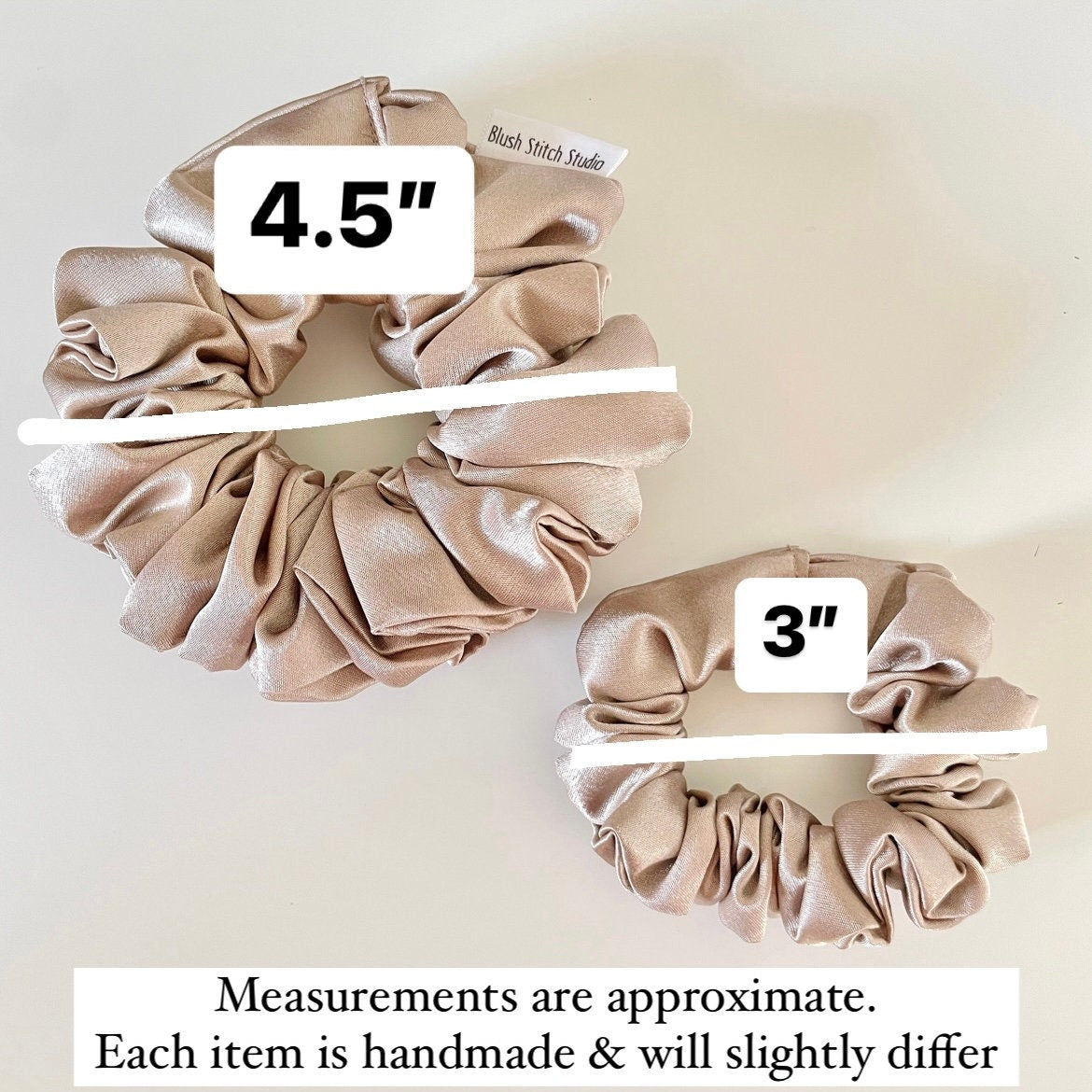 Beige Satin Scrunchie | Light Brown Satin Scrunchie | Satin Scrunchie Canada | Scrunchy | BlushStitchStudio