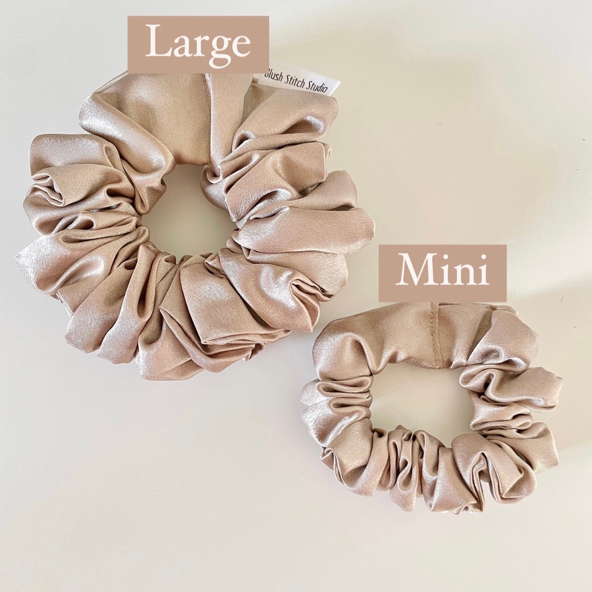 Beige Satin Scrunchie | Light Brown Satin Scrunchie | Satin Scrunchie Canada | Scrunchy | BlushStitchStudio