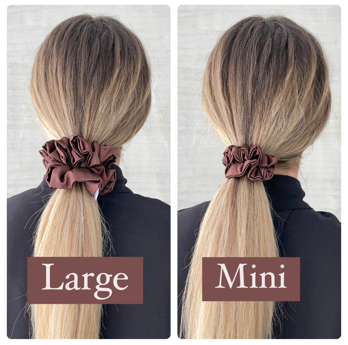 Brown Satin Scrunchie, Neutral Dark Brown Bridal Satin Hair Scrunchie, shiny hair tie