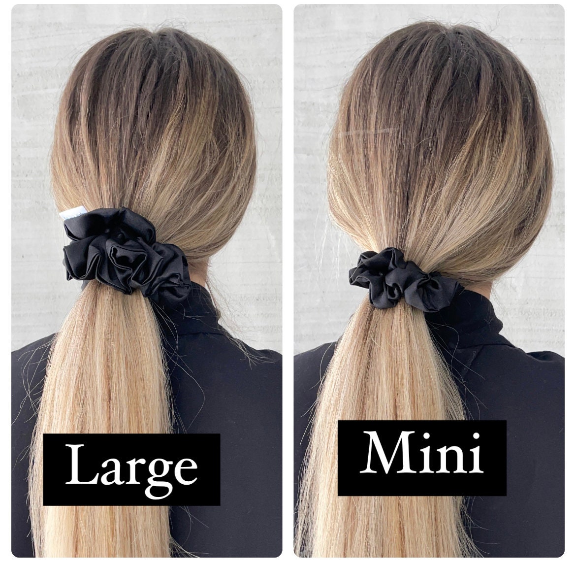 Black Satin Scrunchie, Bridal Satin Hair Accessory, Satin Scrunchie Canada, Scrunchy, BlushStitchStudio