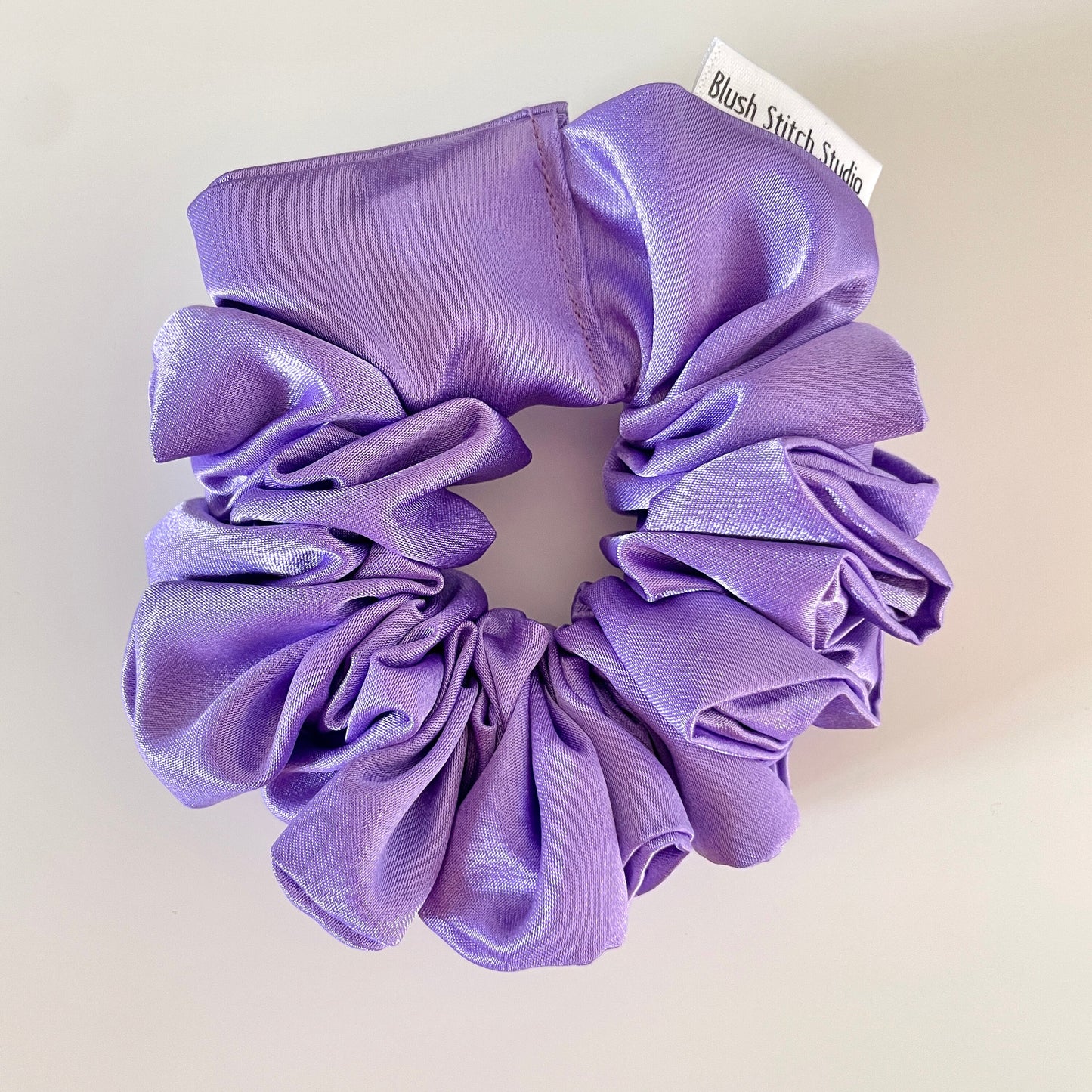 Lavender Satin Scrunchie lilac purple, light pastel purple shiny hair tie, bridesmaid gift