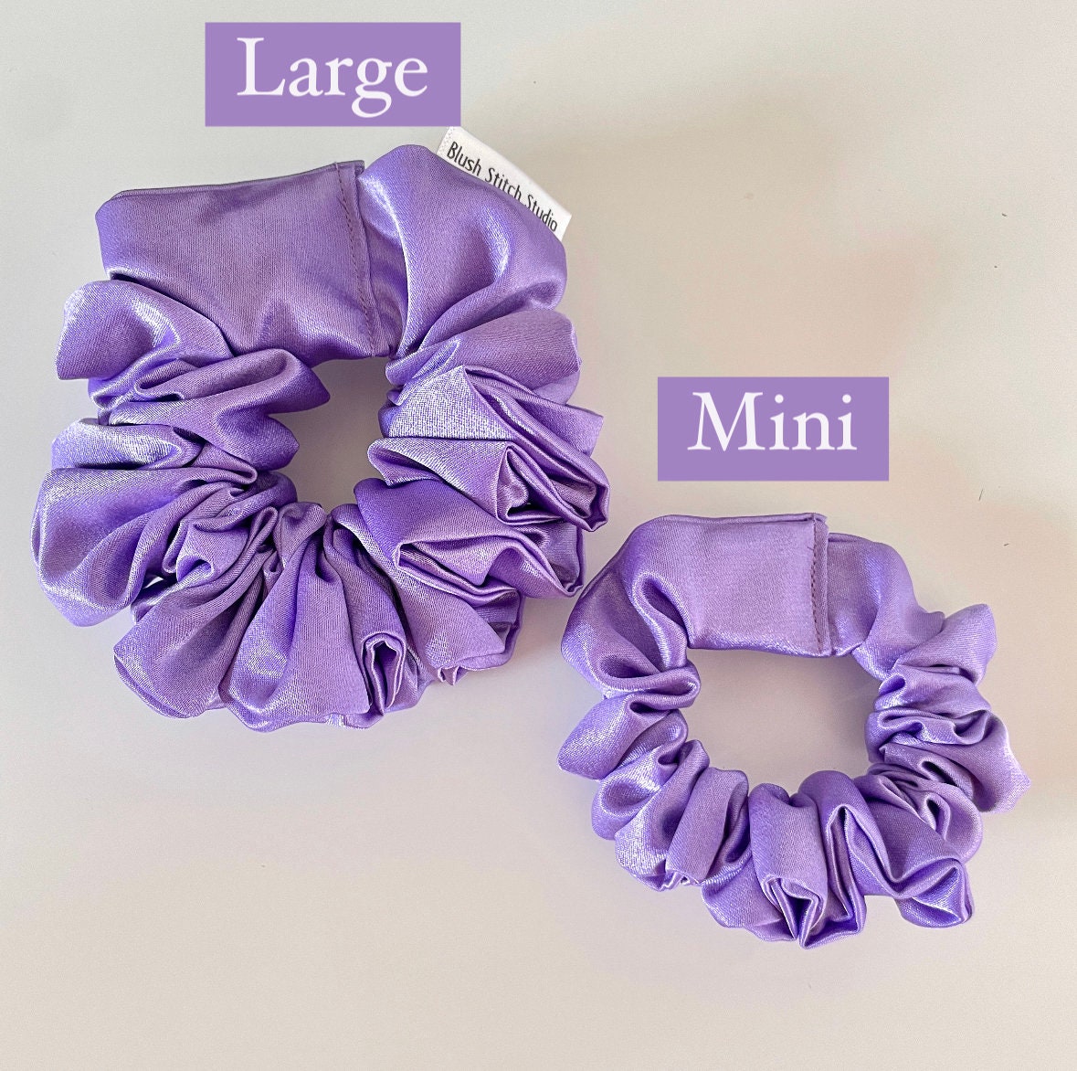 Lavender Satin Scrunchie lilac purple, light pastel purple shiny hair tie, bridesmaid gift