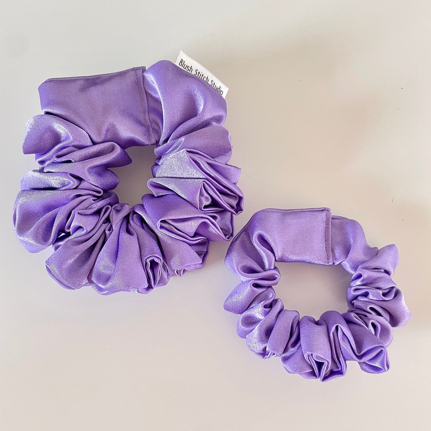 Lavender Satin Scrunchie lilac purple, light pastel purple shiny hair tie, bridesmaid gift