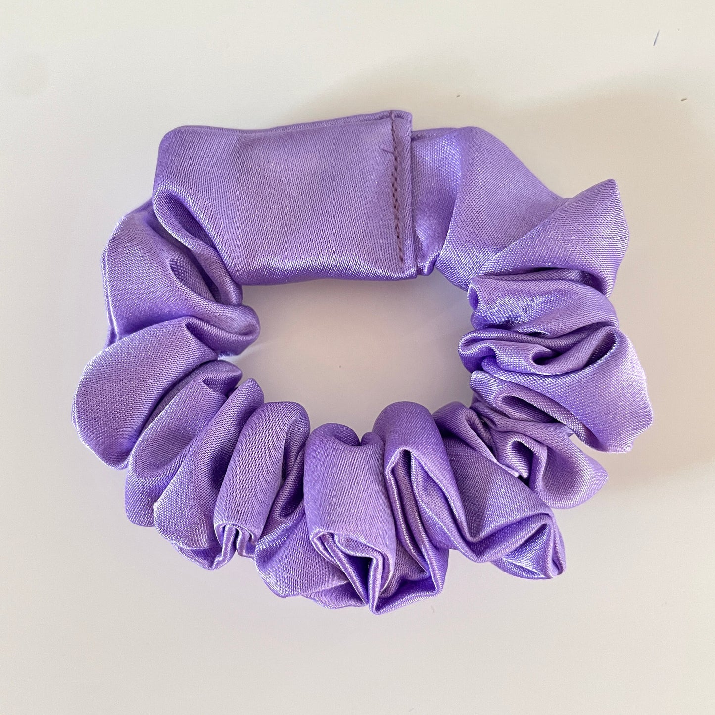 Lavender Satin Scrunchie lilac purple, light pastel purple shiny hair tie, bridesmaid gift