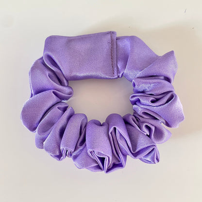 Lavender Satin Scrunchie lilac purple, light pastel purple shiny hair tie, bridesmaid gift