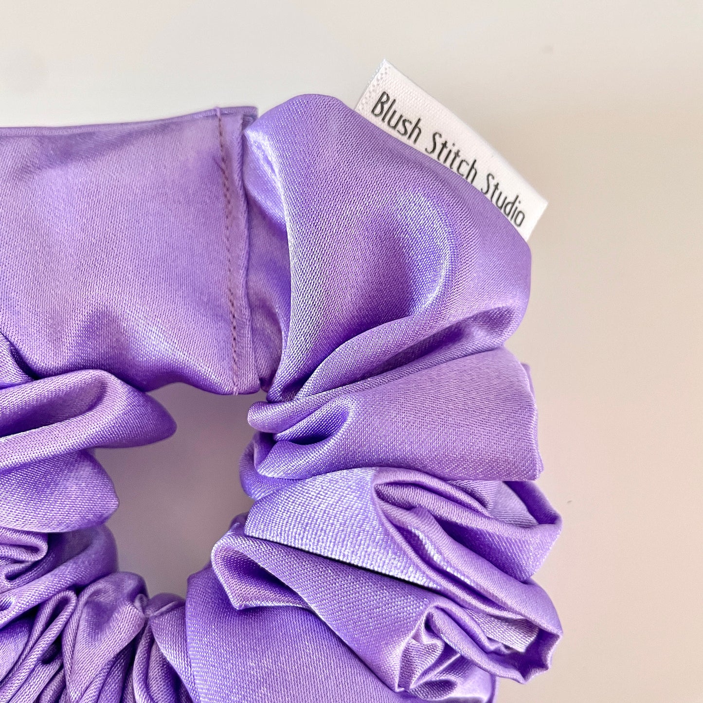 Lavender Satin Scrunchie lilac purple, light pastel purple shiny hair tie, bridesmaid gift