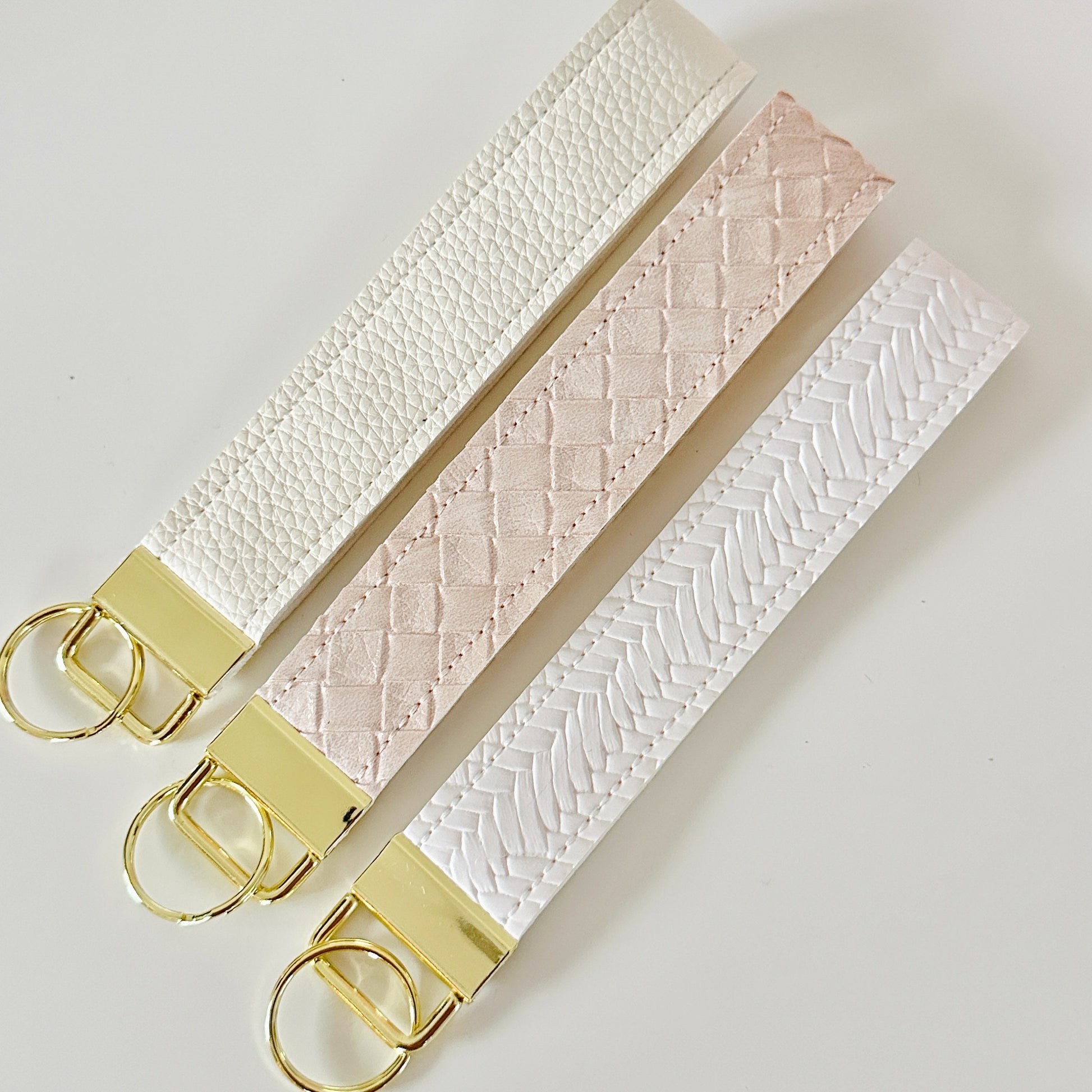 Neutral Cream Beige Key Wristlet | Key Fob Holder | Wristlet key chain | Faux Vegan Leather Key wristlet | BlushStitchStudio