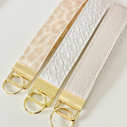 Neutral Cream Beige Key Wristlet | Key Fob Holder | Wristlet key chain | Faux Vegan Leather Key wristlet | BlushStitchStudio