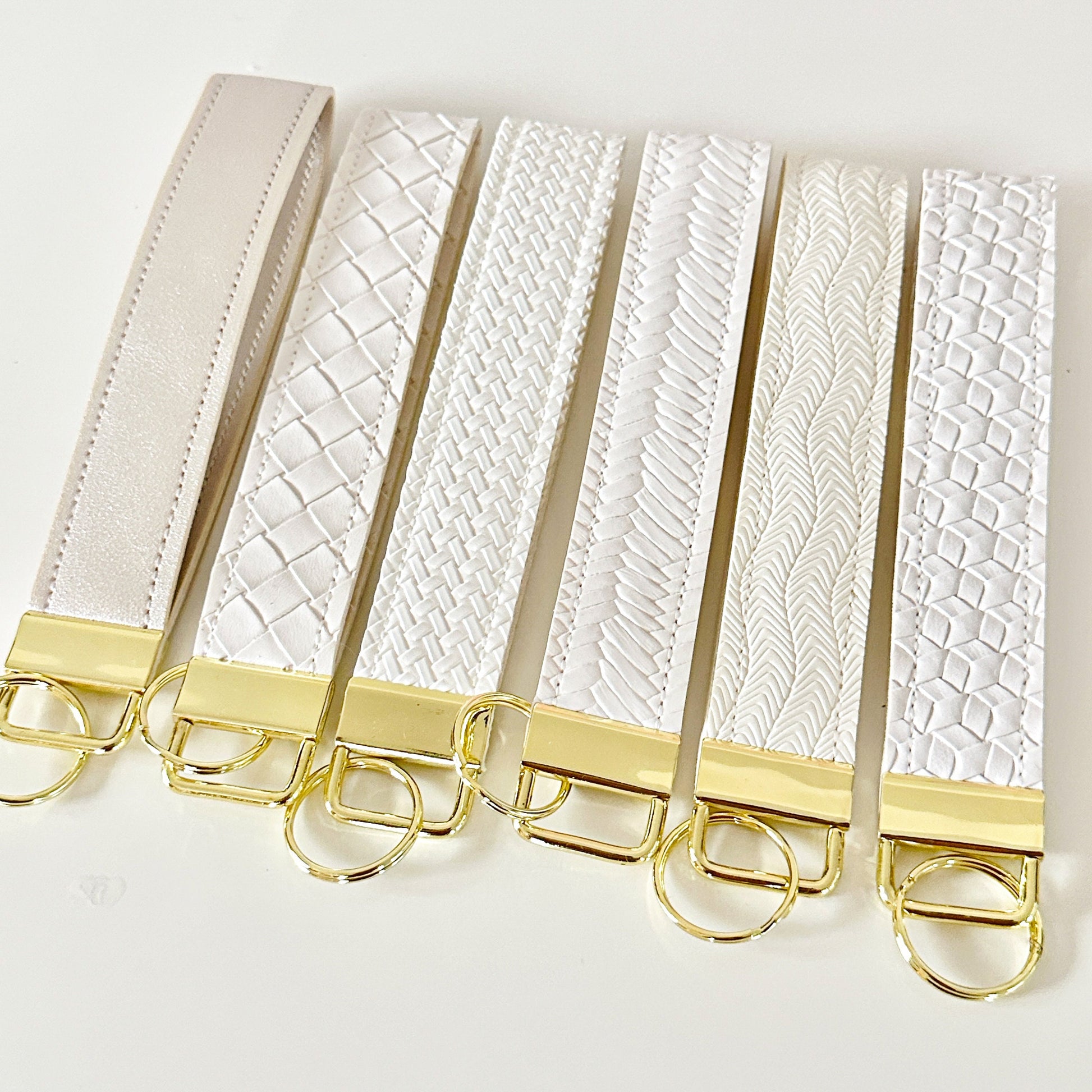 Neutral White Cream Key Wristlet | Key Fob Holder | Wristlet key chain | Faux Vegan Leather Key wristlet | Faux Leather Key Fob Holder