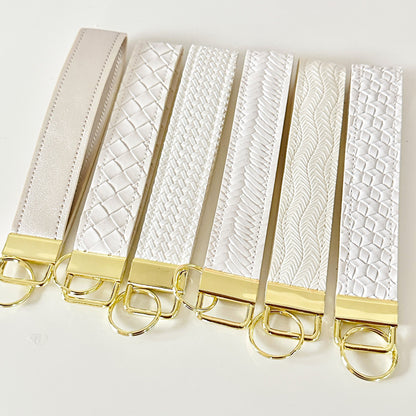 Neutral White Cream Key Wristlet | Key Fob Holder | Wristlet key chain | Faux Vegan Leather Key wristlet | Faux Leather Key Fob Holder