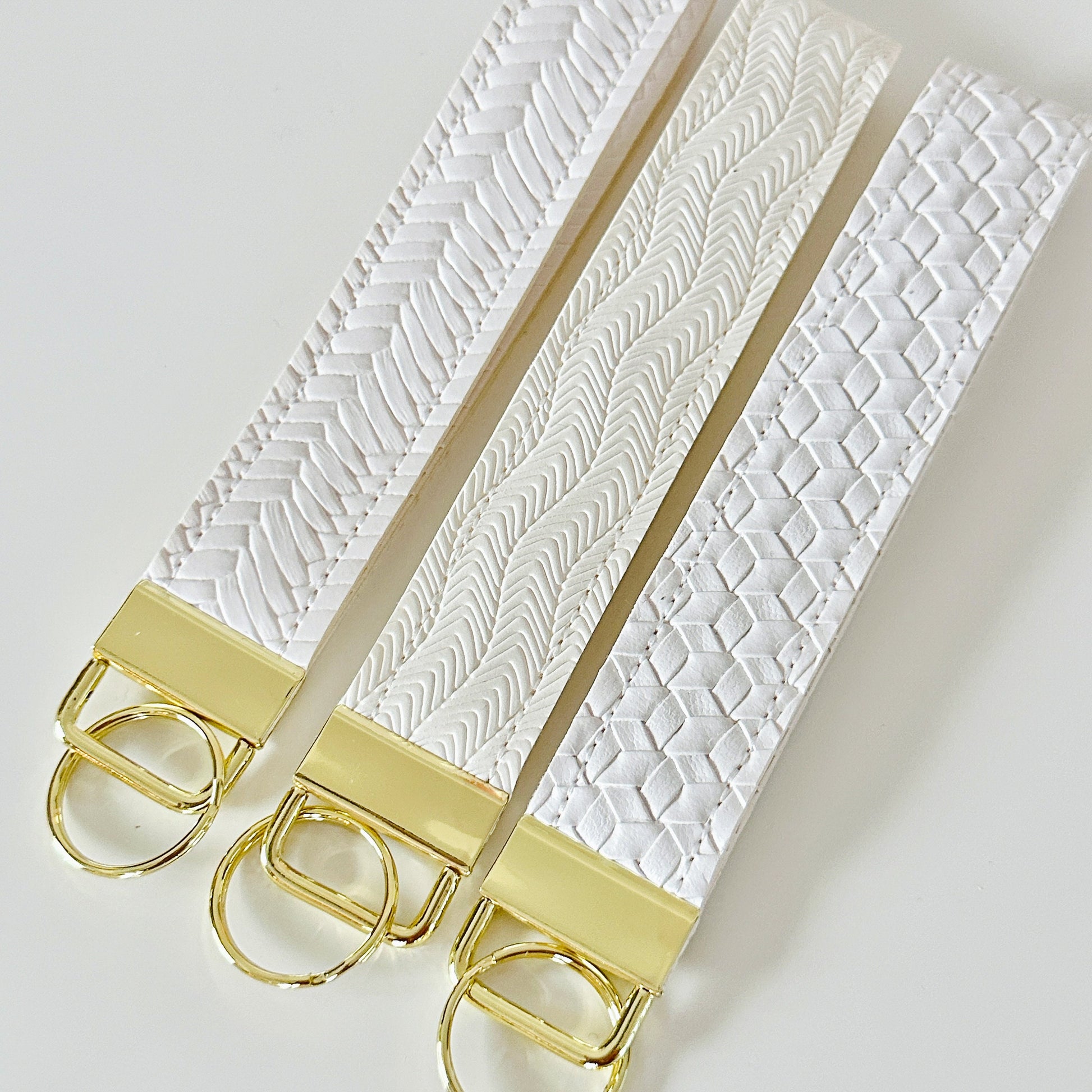 Neutral White Cream Key Wristlet | Key Fob Holder | Wristlet key chain | Faux Vegan Leather Key wristlet | Faux Leather Key Fob Holder