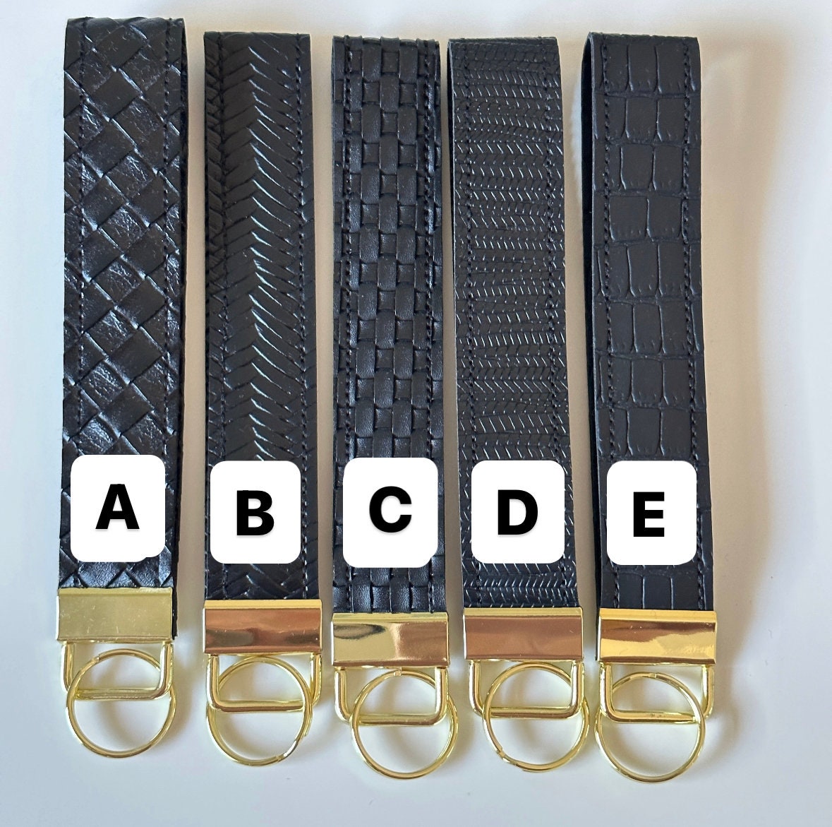 Neutral Black and Gold Key Wristlet | Key Fob Holder | Wristlet key chain | Faux Vegan Leather Key wristlet | BlushStitchStudio
