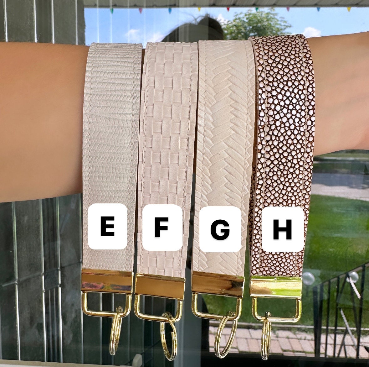 Neutral White Cream Key Wristlet | Key Fob Holder | Beige Gold Wristlet key chain | Faux Vegan Leather Key wristlet | BlushStitchStudio