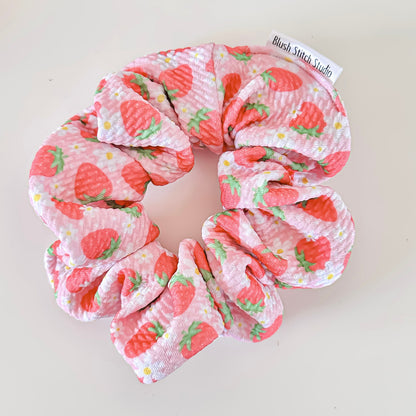 strawberry scrunchie pastel pink