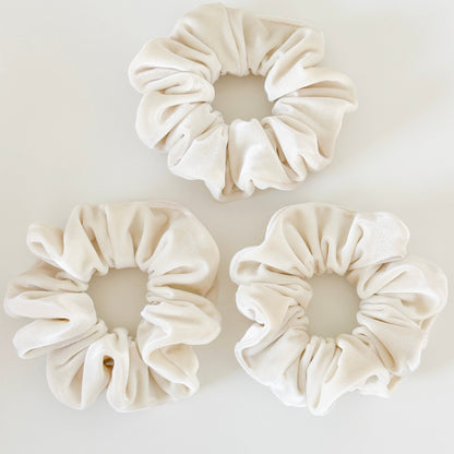 Ivory Velvet Scrunchie | Cream Off White Velvet Hair Tie