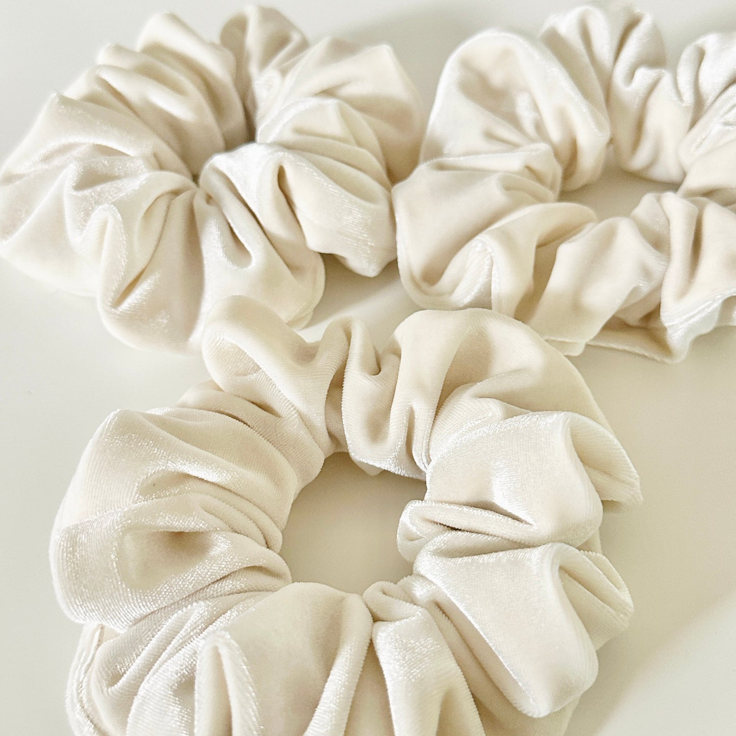 Ivory Velvet Scrunchie | Cream Off White Velvet Hair Tie