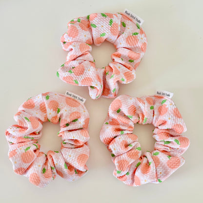 Peach Fruit Scrunchie | Floral Peach Hair Tie | Summer Fruit Collection