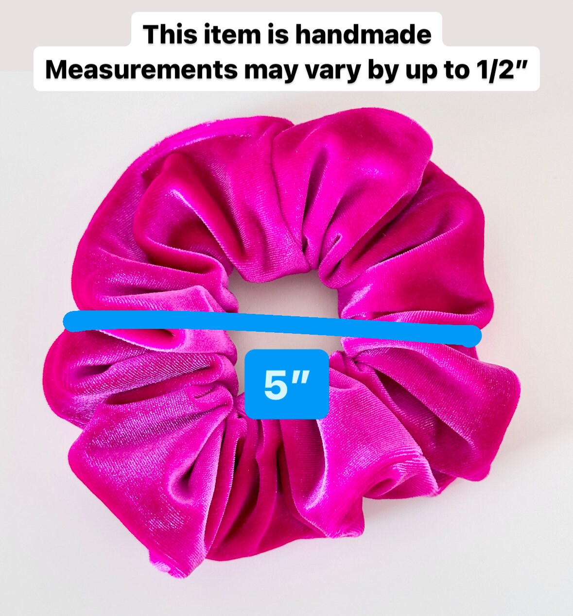 Hot Pink Velvet Scrunchie | Fuchsia Bright Pink Velvet Hair Tie