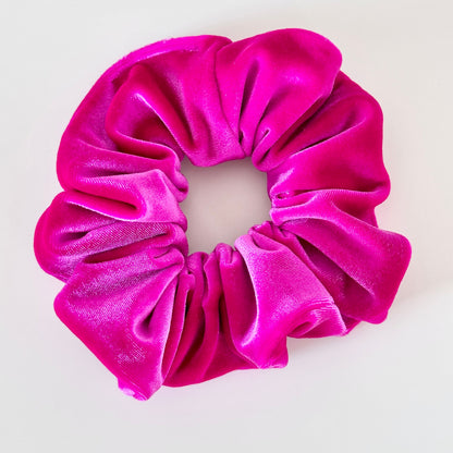 Hot Pink Velvet Scrunchie | Fuchsia Bright Pink Velvet Hair Tie