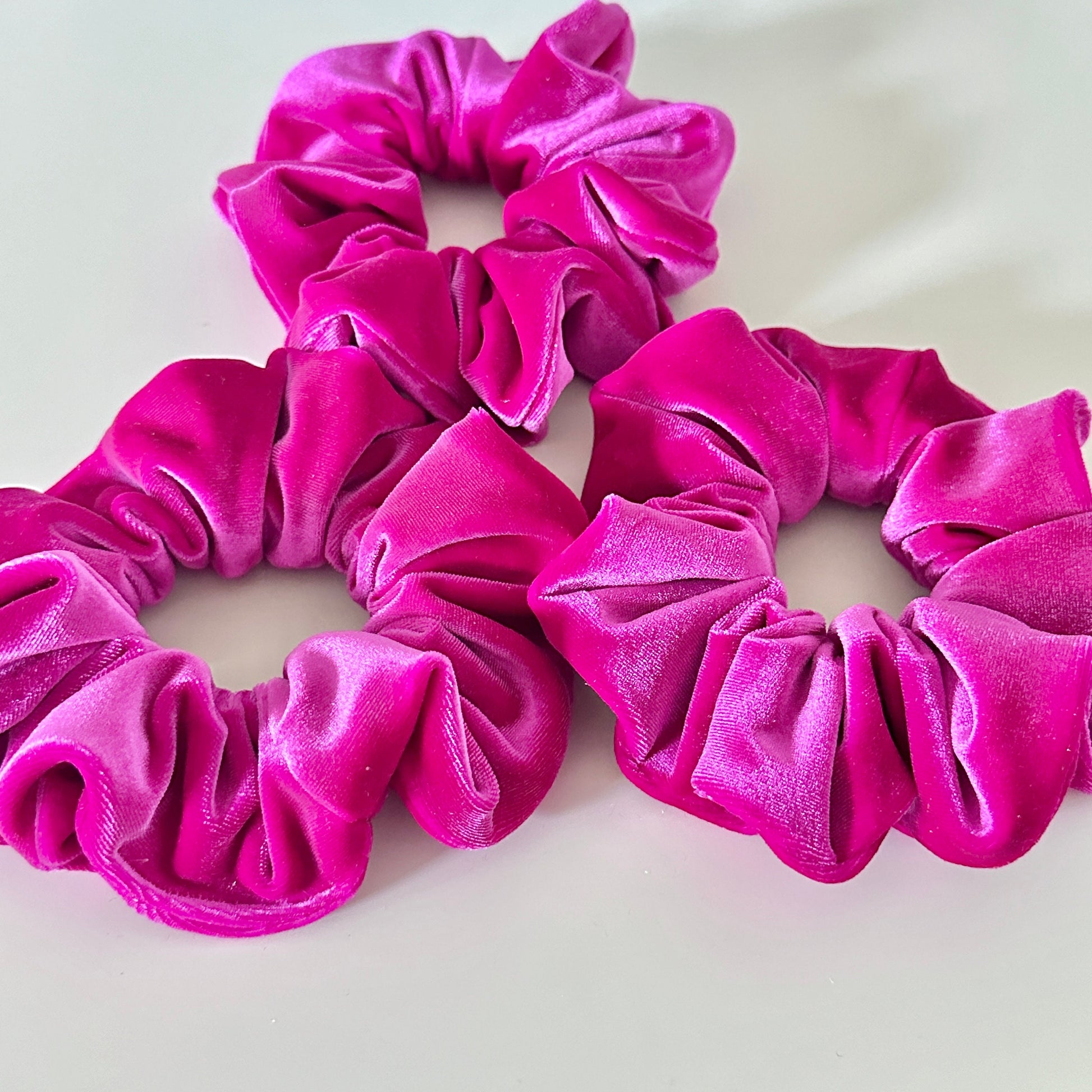 Hot Pink Velvet Scrunchie | Fuchsia Bright Pink Velvet Hair Tie