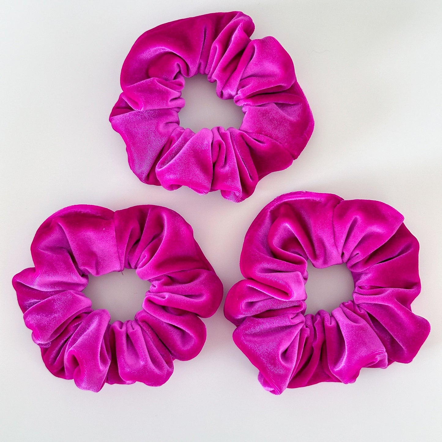 Hot Pink Velvet Scrunchie | Fuchsia Bright Pink Velvet Hair Tie