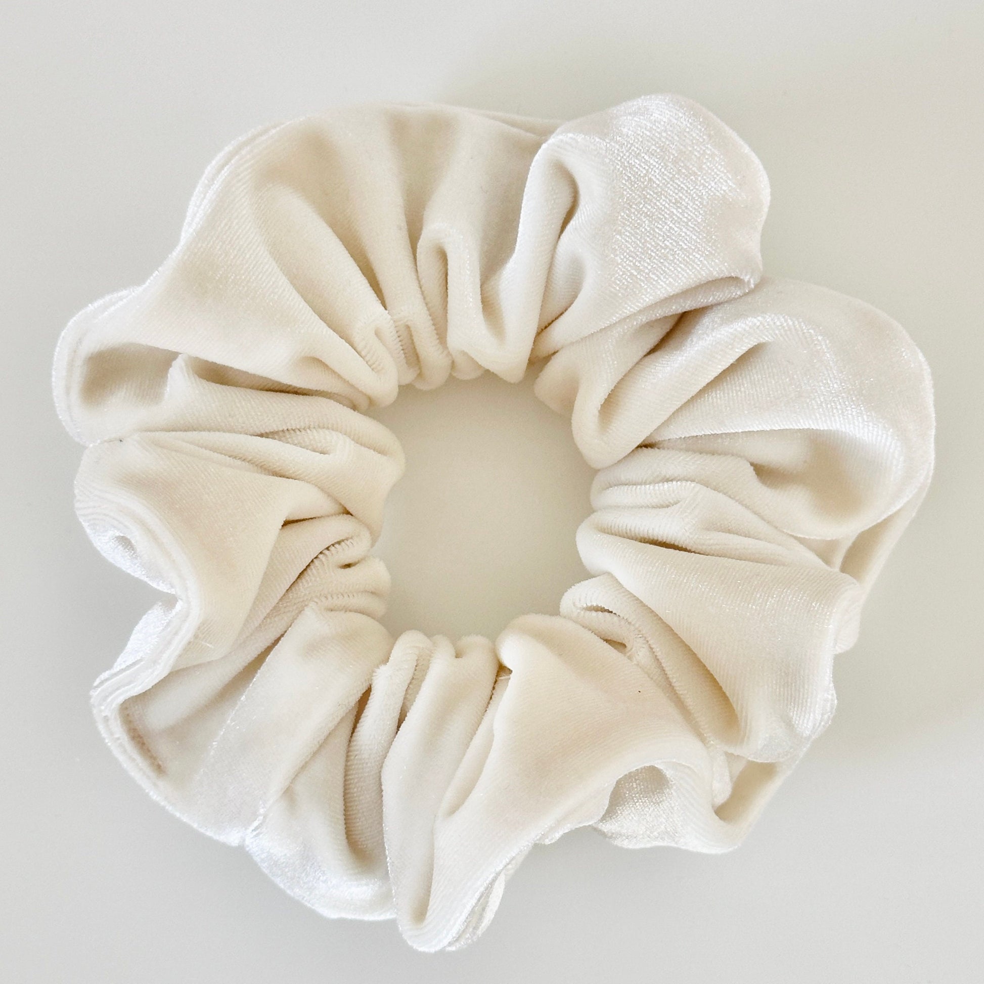 Ivory Velvet Scrunchie | Cream Off White Velvet Hair Tie