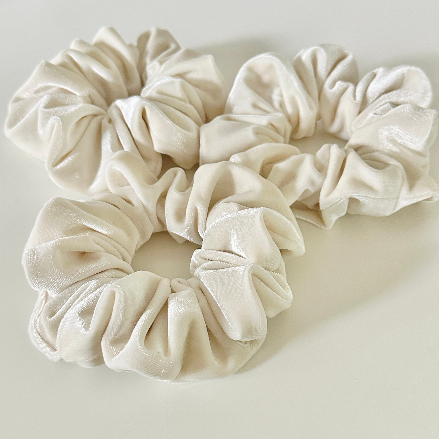 Ivory Velvet Scrunchie | Cream Off White Velvet Hair Tie