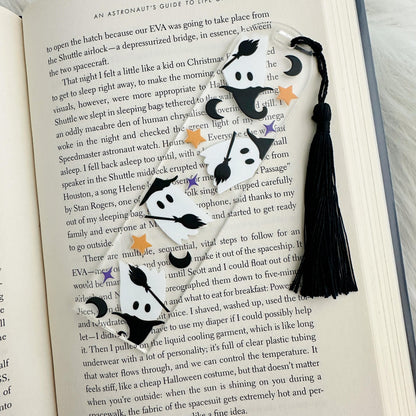 Halloween Ghost Bookmark | Spooky Clear Acrylic Bookmark | Witch Ghost | Candy Corn and Daisy Floral Reading Ghost