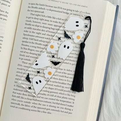 Halloween Ghost Bookmark | Spooky Clear Acrylic Bookmark | Witch Ghost | Candy Corn and Daisy Floral Reading Ghost